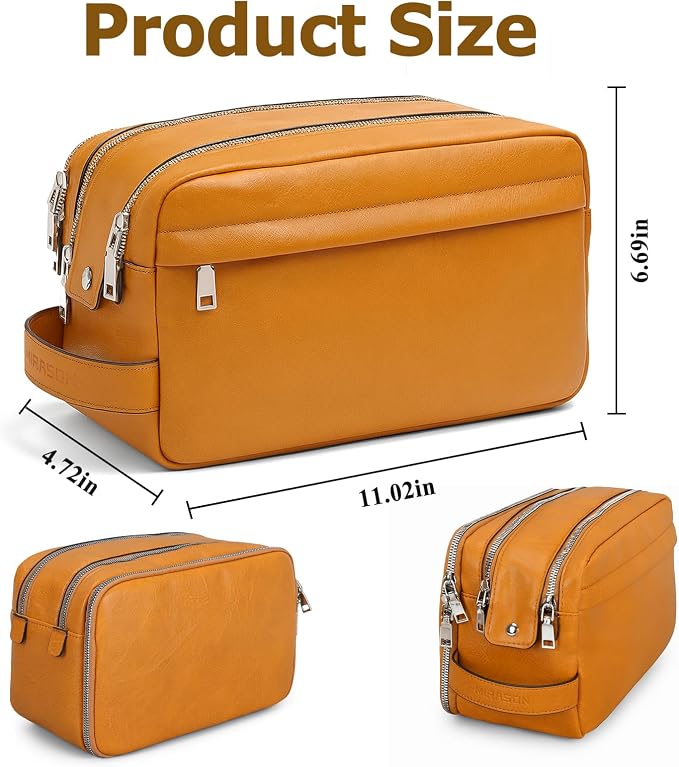 MIRASON Travel Toiletry Bag for Men Thickened Leather Travel Bag for Toiletries - Image 7