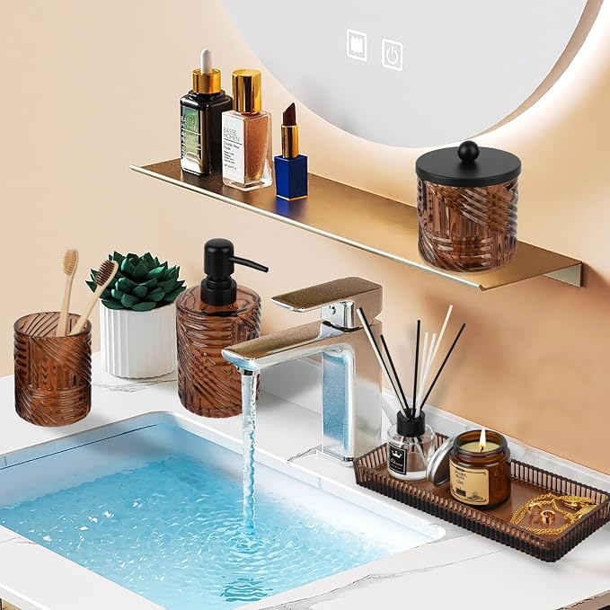 Bathroom Accessories Set, Toothbrush Holder, Qtip Holder Dispenser and Vanity - Image 4