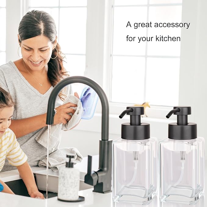 Foaming Soap Dispenser with Stainless Steel Pump, 12oz Refillable Glass Liquid - Image 5