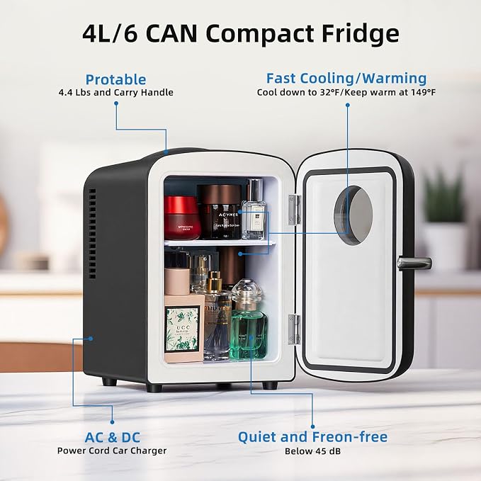 Antarctic Star Mini Fridge, 4L Capacity/6 Cans Portable Cooler and Warmer - Image 2
