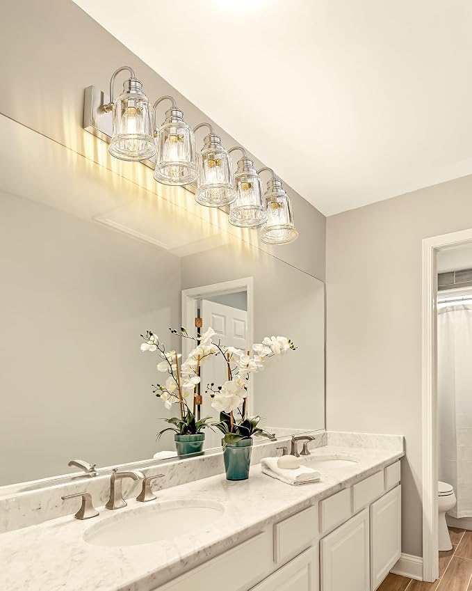Bathroom Light Fixtures, HWH 5-Light Vanity Light, Modern Brushed Nickel Wall - Image 6