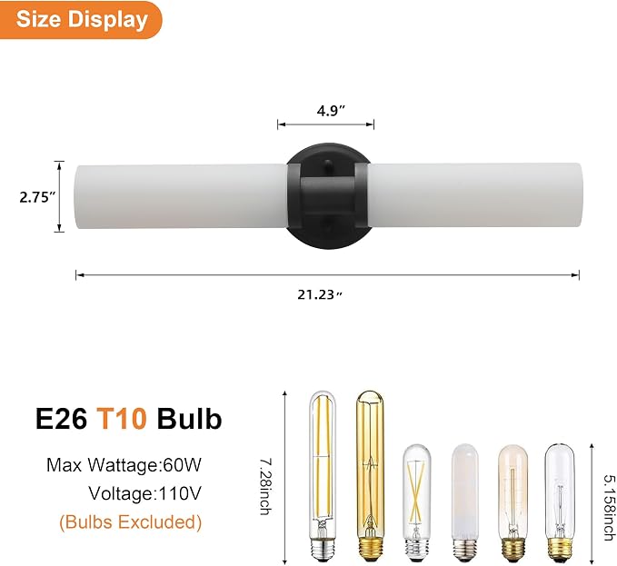 Wall Sconces Set of Two, Matte Black Bathroom Sconces Wall Lighting - Image 4