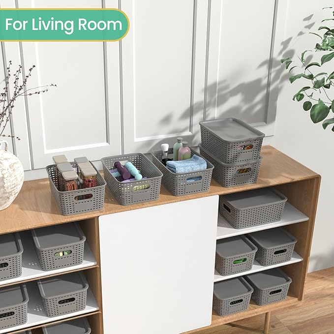 Plastic Storage Baskets with Lid - Image 4
