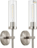 Brushed Nickel Hardwired Wall Sconces Set of 2, Modern Bathroom Sconces Vanity by SANTOSTOCK
