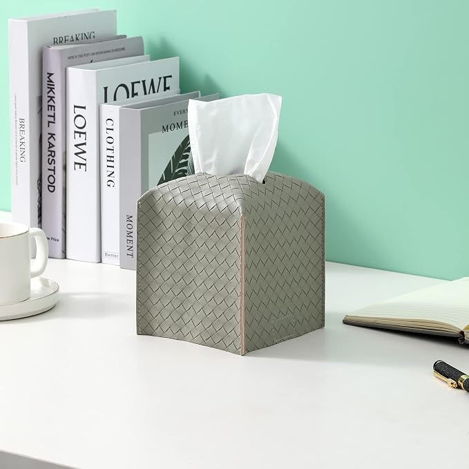 Tissue Box Cover PU Leather Tissue Holder Square Facial Tissue Case Facial - Image 2