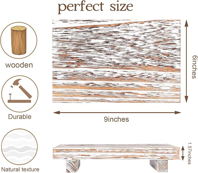zoocatia Small Wood Tray Pedestal Stand Farmhouse Bathroom Decor Decorative - Image 5