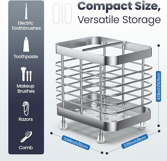 Luxspire Toothbrush Holders for Bathroom, Stainless Steel Electric Toothbrush - Image 3