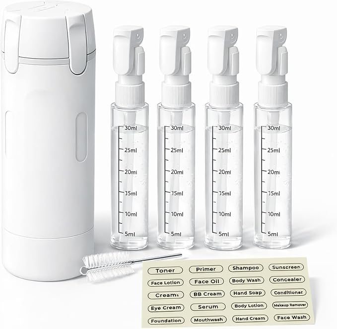 4-in-1 Travel Bottles for Toiletries, Travel Pump Bottle，Leak-Proof Shampoo by OvOHapia