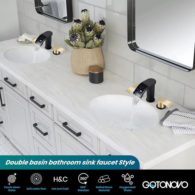 gotonovo Waterfall 8 inch Widespread Bathroom Faucet Set Bathroom Sink Faucet 3 - Image 8