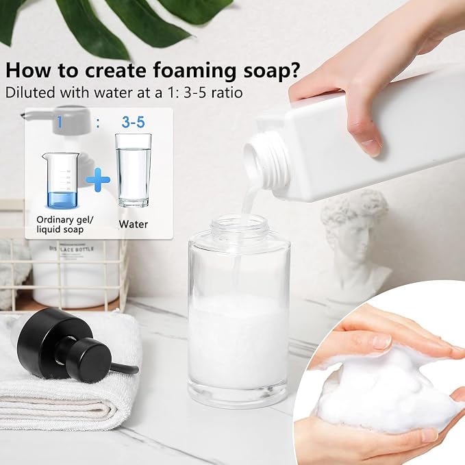 Foaming Soap Dispenser Set, 12 Oz Glass Hand Soap Dispenser - Image 3