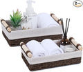 Wicker Storage Basket with Wooden Handle – Paper Rope Decorative Toilet Paper by Alongscenery