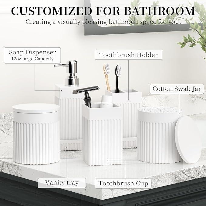 6-Piece White Bathroom Set - Image 2