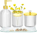 Bathroom Accessories Set, Toothbrush Holder, Apothecary Jar, Vanity Tray by Haturi