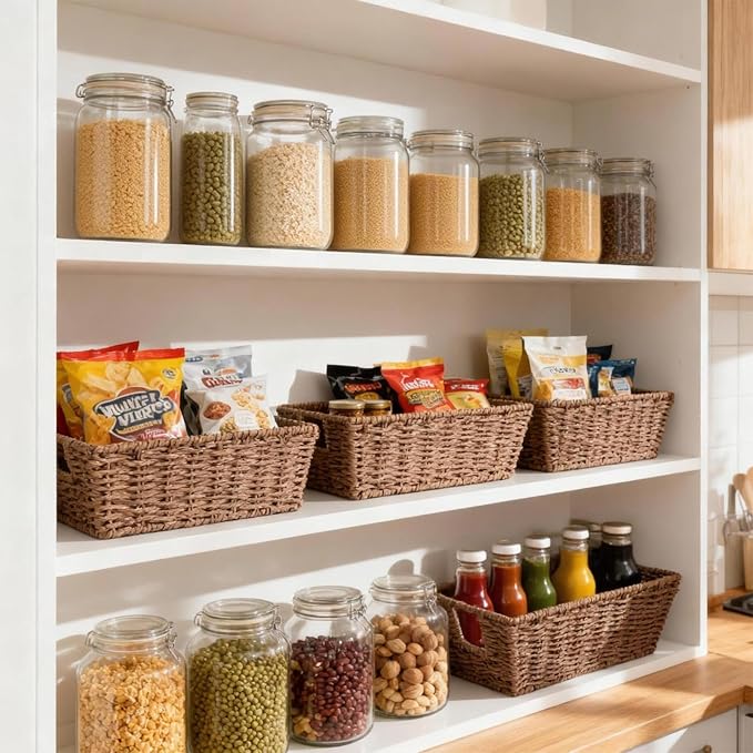 Paper Rope Storage Baskets for Shelves Organizing, Small Hand Woven Wicker - Image 8