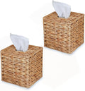 Set of 2 Water Hyacinth Handwoven Tissue Box Cover, Natural Handmade Wicker by PINXIURY