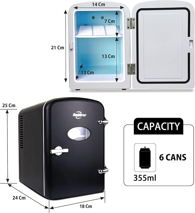 Koolatron Mini Fridge- Black Refrigerator 6 Can Portable Cooler - Image 8