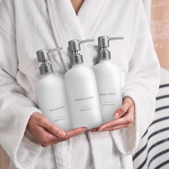 Stylish Shampoo and Conditioner Dispenser Set of 3 - Image 5