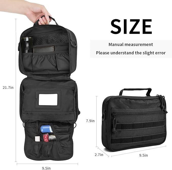 SMONT Tactical Toiletry Bag for Men, 9.5" Hanging Dopp Kit Shaving Hygiene Bag - Image 4