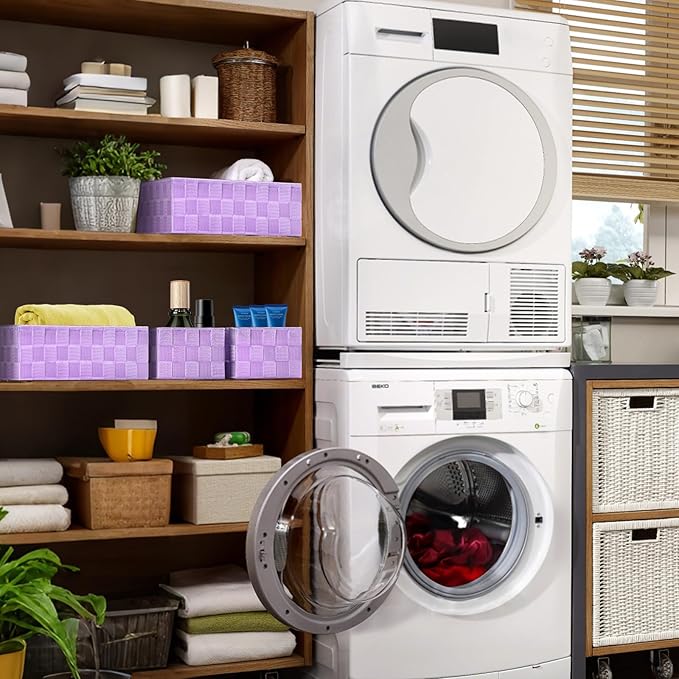 Posprica Woven Storage Baskets for Organizing, Small Black Baskets Cube Bin - Image 5
