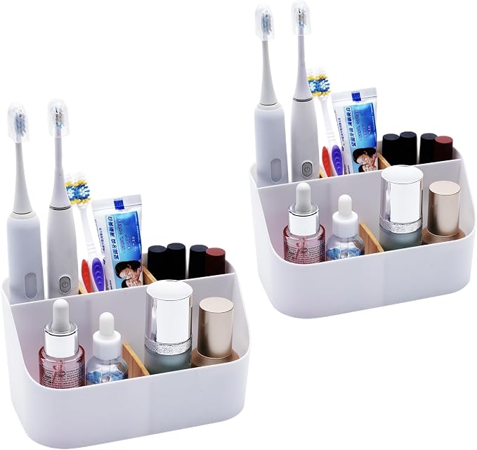 Set of 2 Toothbrush Holder for Bathrooms, 5 Slot Electric Toothbrush Toothpaste by Ayswupt