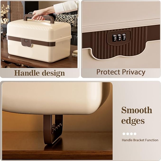 3-Layer Plastic Tackle Lock Box Organizers Storage, Portable Folding Sewing Box - Image 5