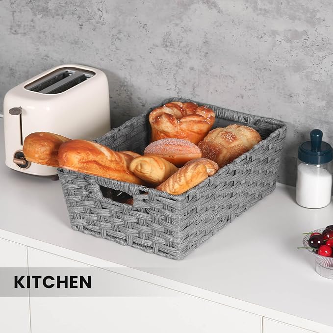 Large Wicker Storage Basket, Metal Frame, Washable Waterproof, Woven Basket - Image 5