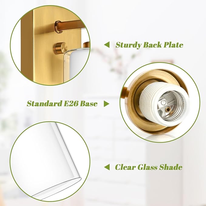 VerRon Set of 2 Wall Sconces for Bathroom, Modern Vanity Light Fixtures - Image 3