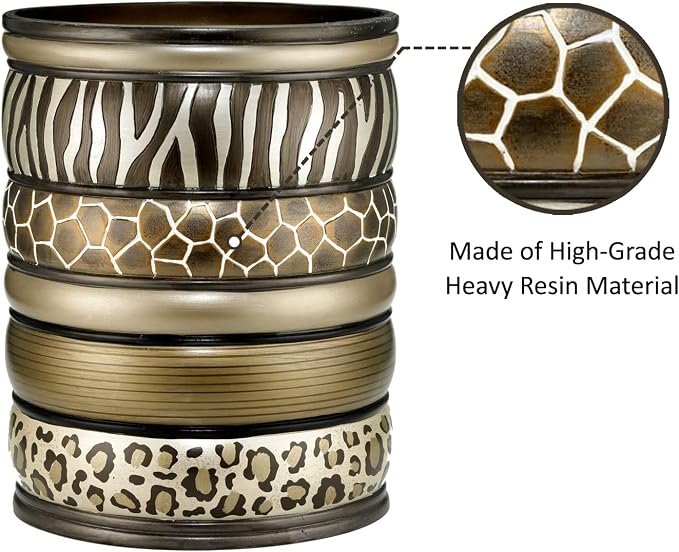 Zahari Home 2pc Safari Stripes Modern Bath Accessories Set Waste Basket & - Image 4