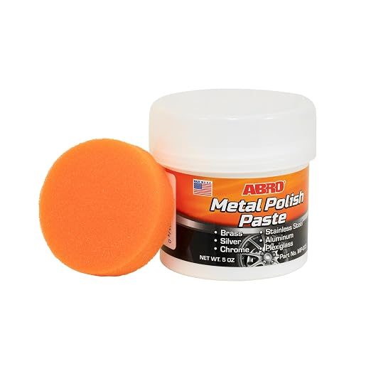 ABRO Metal Polish Paste 5 oz. w/Sponge, Long Lasting Metal Polish, Use On Auto by ABRO