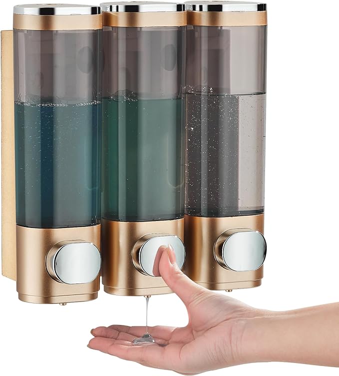 Shampoo and Conditioner Dispenser, Pollock Shower Soap Dispenser 3 Chamber No by POLLOCKDirect