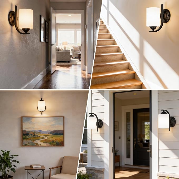 2-Pack Wall Sconces for Bedroom and Bathroom, Matte Black Farmhouse Wall Light - Image 8