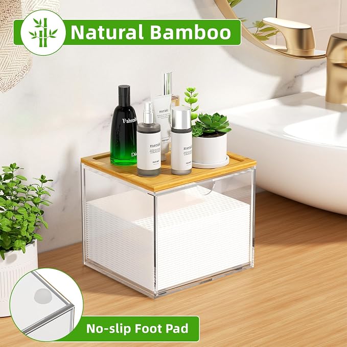 VITVITI Drawer Disposable Face Towel Holder Box, Acrylic Facial Towel Container - Image 3