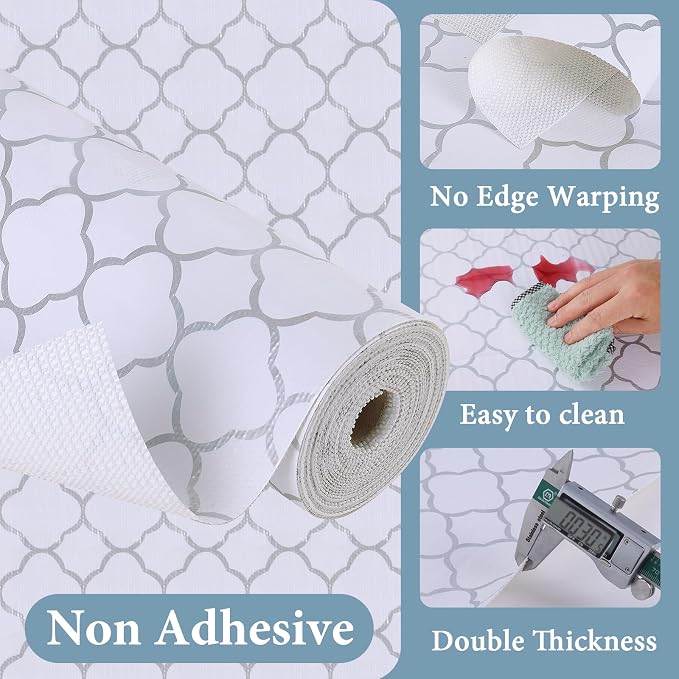 Shelf Liners for Kitchen Cabinets 17in x 20FT Non Adhesive Drawer Liner Silver - Image 3