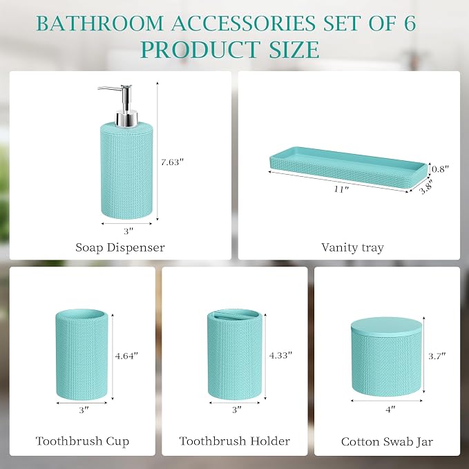 6-Piece Teal Blue Bathroom Set - Image 7