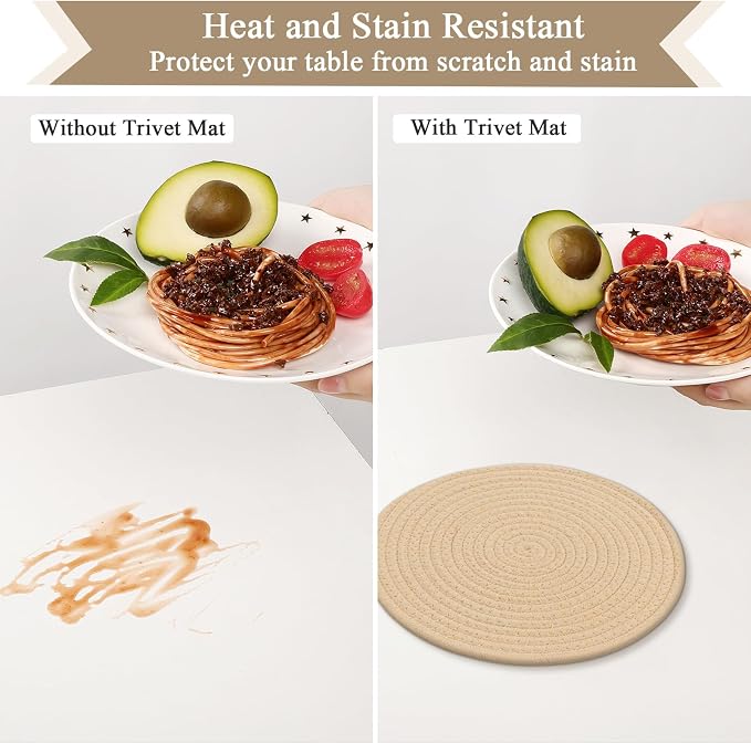 SHACOS 10 Inches Trivets for Hot Dishes, 4 Pieces Cotton Trivets Mats for - Image 4