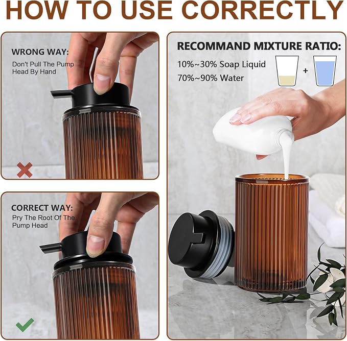 Foaming Soap Dispenser, Amber Glass Foam Hand Soap Dispenser - Image 6