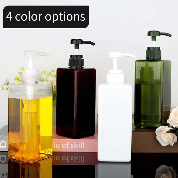 Pump Bottle Dispenser 22oz/650ml Jansburg 2Pack Refillable Square Plastic - Image 7