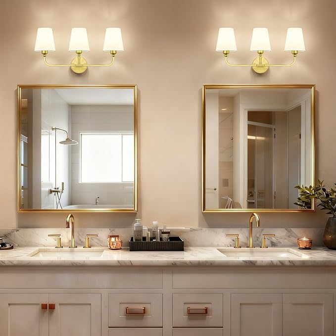 Bathroom Vanity Light, Brushed Gold Bathroom Light Fixtures, 3-Light Lighting - Image 7