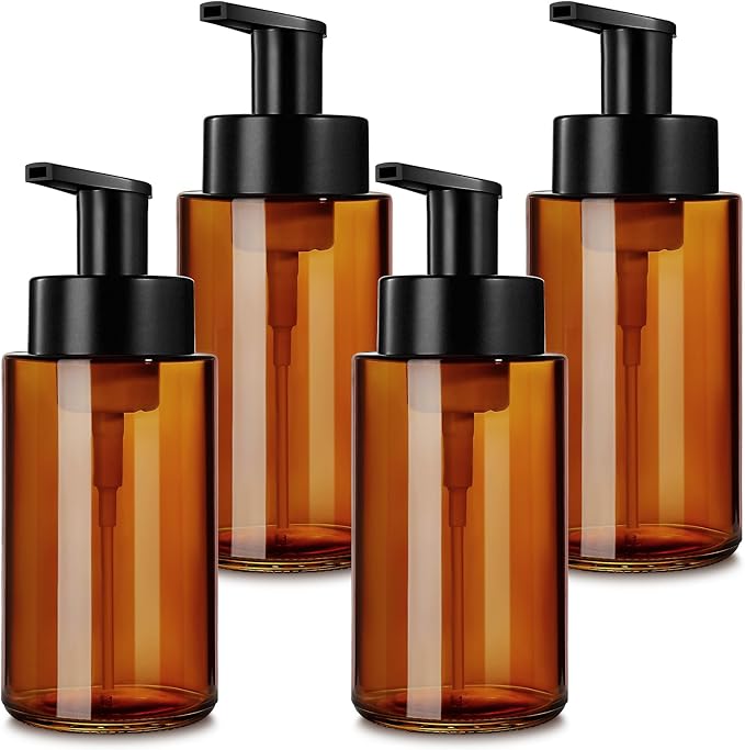 Amber Foam Soap Dispenser, 10 oz/300ml Glass Foaming Soap Dispenser, Refillable by RYTOXILOBrightenUpYourHome