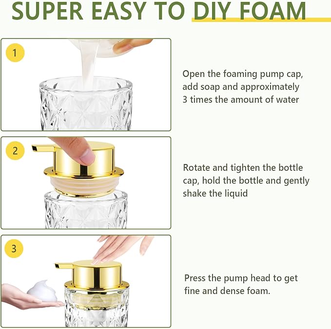 Glass Foaming Soap Dispenser 2 Pack Refillable Foaming Hand Soap Dispenser - Image 3