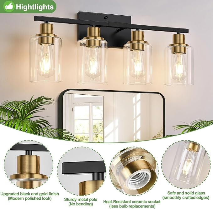 4-Light Bathroom Light Fixtures, Bathroom Wall Lamp - Image 3