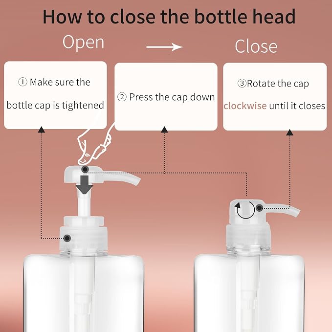 450ml Pump Bottle Dispenser Jansburg 2Pack Refillable Square Plastic Lotion - Image 5