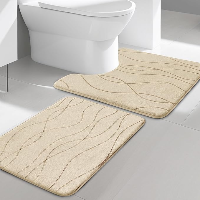 YIHOUSE Memory Foam Bathroom Rug Sets 2 Piece, Ultra Absorbent Bath Mat by YIHOUSE