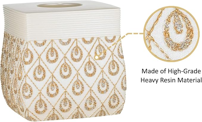 Zahari Home 2pc Seraphina Bathroom Set Waste Basket & Tissue Cover Modern - Image 6