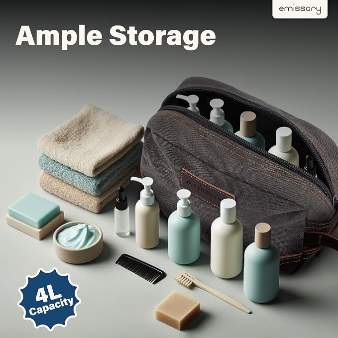 emissary Toiletry Bag for Men, Canvas Travel Toiletry Bag Men's Dopp Kit - Image 4