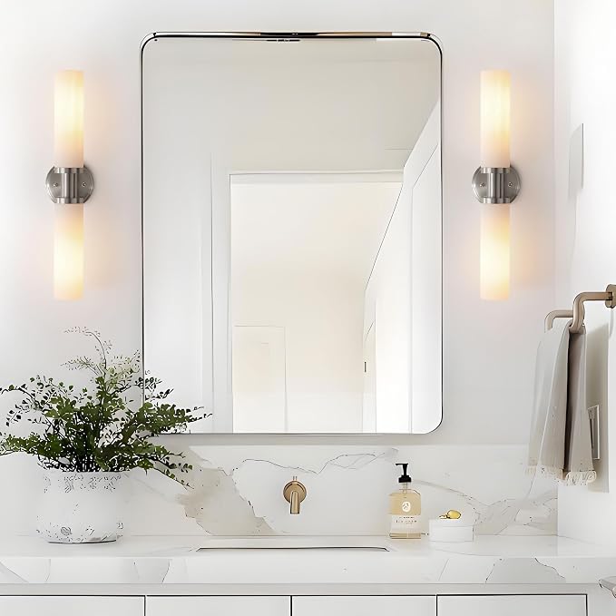 Wall Sconces Set of Two, Brushed Nickel Bathroom Sconces Wall Lighting - Image 7