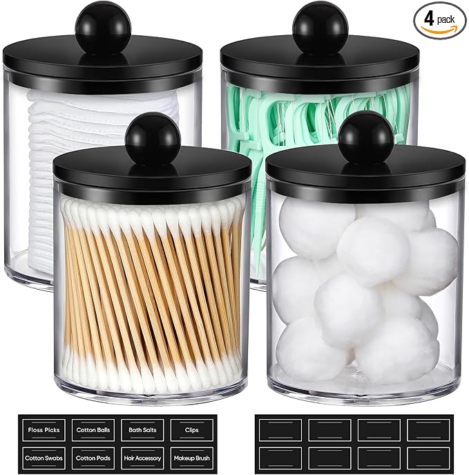 4 Pack Acrylic Qtip Holder Dispenser by AOZITA