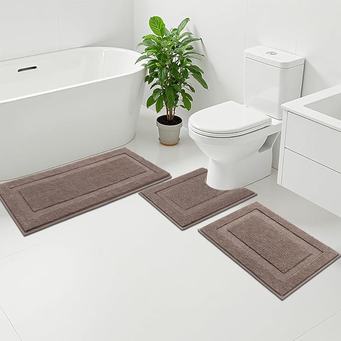 SHACOS Brown Bathroom Rugs Sets 3 Piece, Soft Fluffy Water Absorbent Bathroom - Image 9