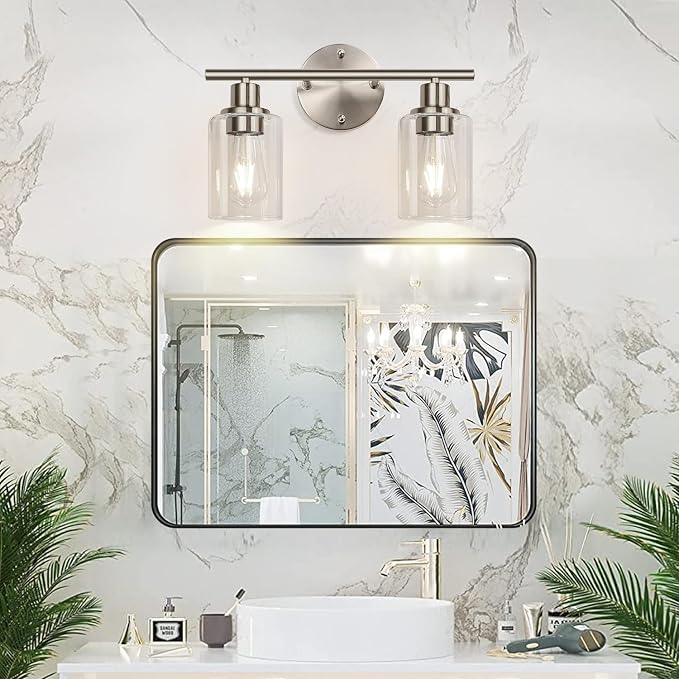 2-Light Bathroom Light Fixtures, Brushed Nickel Vanity Light, Modern Vanity - Image 6
