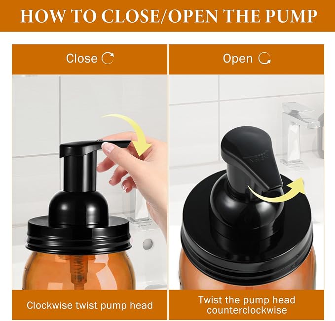 Amolliar Plastic Mason Jar Foaming Soap Dispenser Pump Lid, 16oz Foam Soap - Image 7